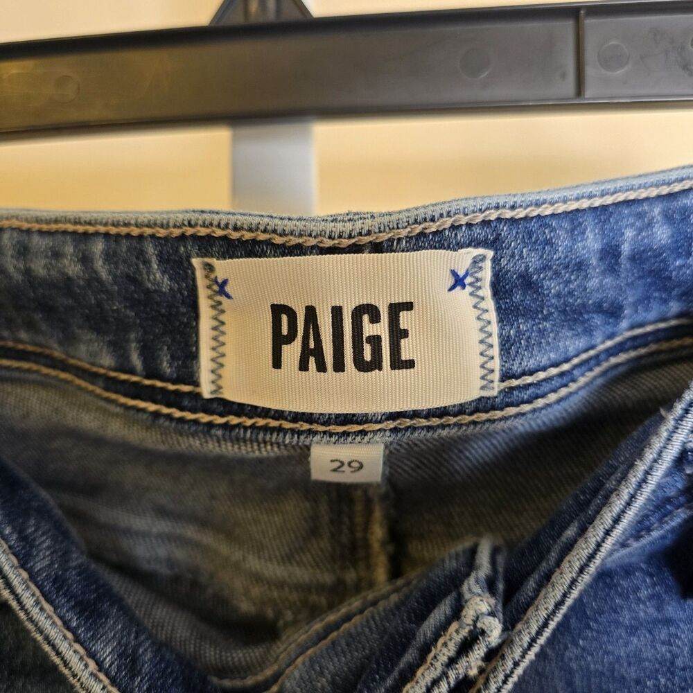 Paige Cindy High Rise Straight Leg Jeans Ankle Length Exposed Button Fly Size 29 - Picture 3 of 10